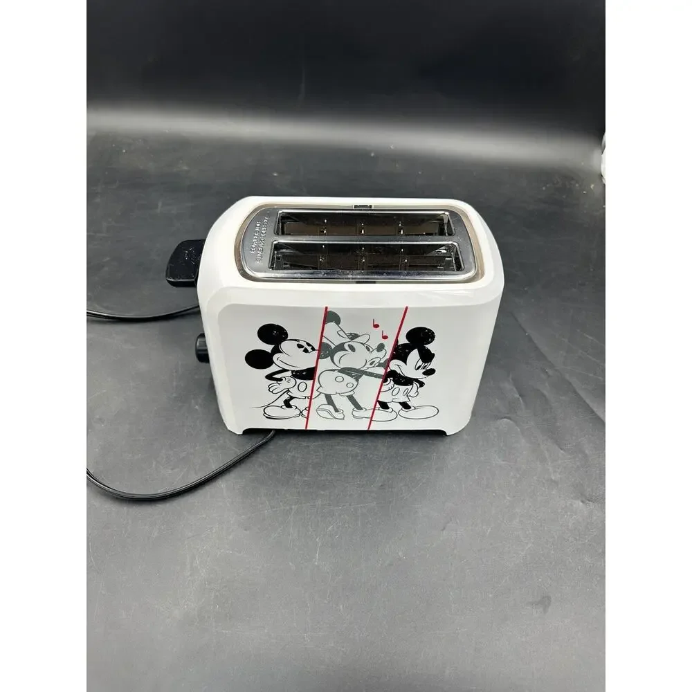 Mickey Mouse Deco Toaster 90 Year White & Black Imprint Two Slice Disney - Picture 1 of 3
